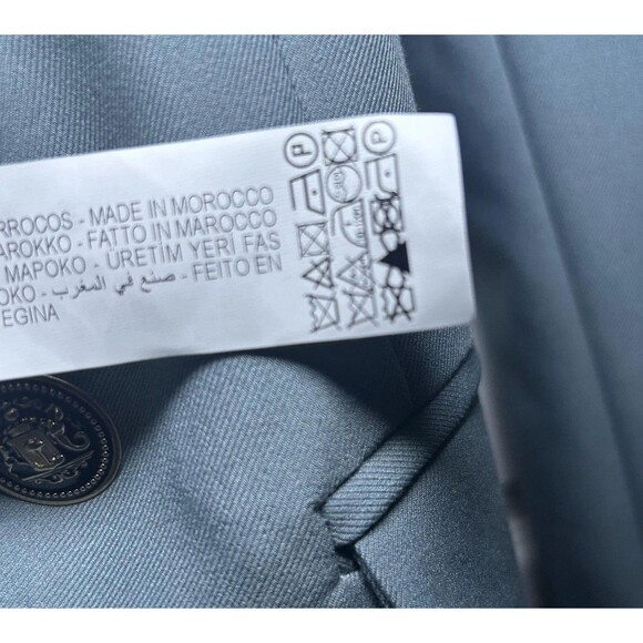 Zara Blazer Women's Medium Blue Double Breasted Gold Button Lined Jacket Career - Picture 6 of 9
